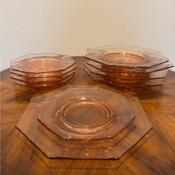 Other - Haisey Pink Flamingo Depression Glass plates 5 8 in  and 5 6 inch beautiful set